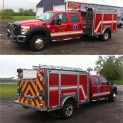 East Campbell FD | HME Ahrens Fox Mini Evo | Ford F550 w/ stainless body, 1500 gpm Hale pump, 400 gal. water, foam system, LED scene and warning lights